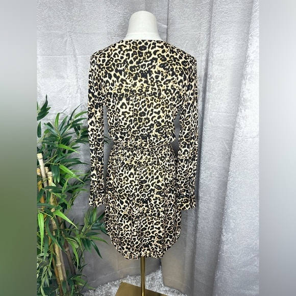 Zara Women’s Leopard Print Long Sleeve Mini Dress in Brown Sz XS - Picture 10 of 13